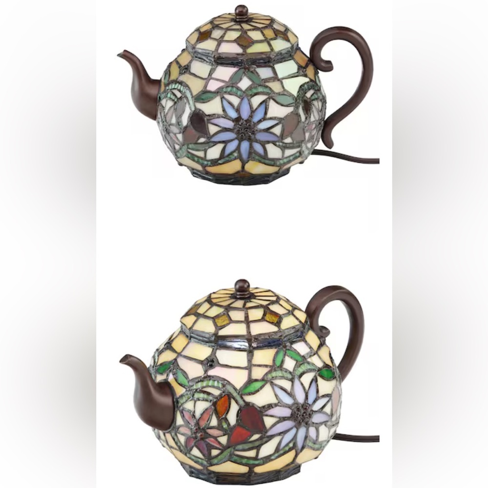 River of Goods English Garden Teapot Multi color TIFFANY Stained Glass - Picture 13 of 15